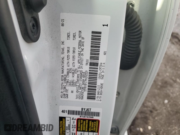 2021 Toyota Tundra SR with VIN 5TFRY5F17MX292529, listed as a Copart auction lot 47227595 with 98,530 mi miles and Salvage title. Bid and sale history available at DreamBid. Image 12.