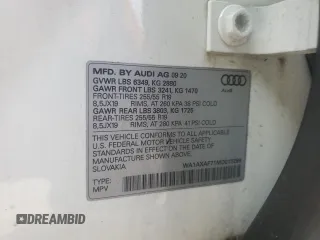 2021 Audi Q7 Premium z VIN WA1AXAF71MD015299, wystawiony jako Copart lot #50600925 z przebiegiem 84 516 mil mil oraz Szkody całkowita. Historia ofert i sprzedaży dostępna na DreamBid. Obrazek 14.