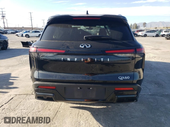 2024 Infiniti QX60 Luxe z VIN 5N1DL1FR3RC355370, wystawiony jako Copart lot #42385795 z przebiegiem 7 394 mil mil oraz Szkoda całkowita • Salvage title. Historia ofert i sprzedaży dostępna na DreamBid. Obrazek 6.