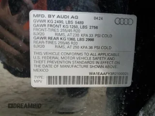 2024 Audi Q5 S line Premium Plus with VIN WA1EAAFY3R2100028, listed as a Copart auction lot 44045955 with 7,885 mi miles and Salvage Title. Bid and sale history available at carsss.com. Image 14.