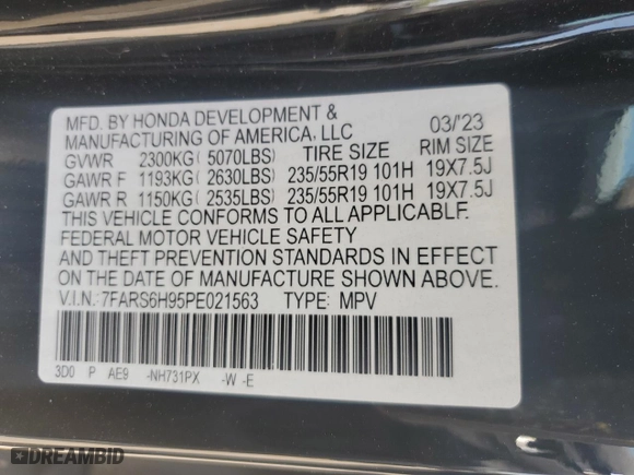 2023 Honda CR-V Hybrid Sport Touring with VIN 7FARS6H95PE021563, listed as a Copart auction lot 70166944 with NaN miles and Salvage Title. Bid and sale history available at carsss.com. Image 14.