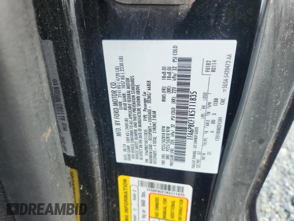 2019 Ford Mustang GT with VIN 1FA6P8CF1K5111835, listed as a Copart auction lot 65115505 with 89,899 mi miles and Salvage title. Bid and sale history available at DreamBid. Image 12.