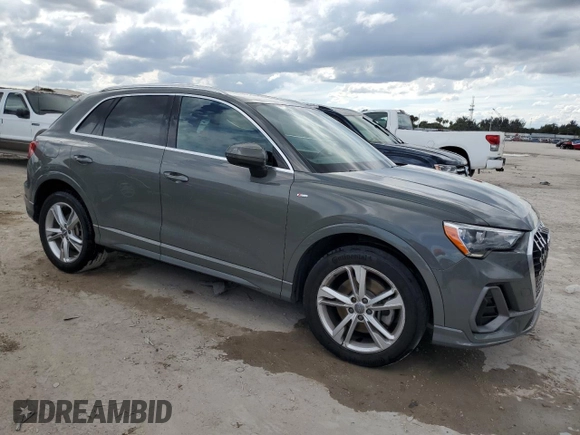 2020 Audi Q3 S line Premium with VIN WA1DECF38L1076385, listed as a Copart auction lot 47289355 with 67,536 mi miles and Non repairable. Bid and sale history available at DreamBid. Image 4.