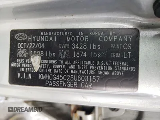 2005 Hyundai Accent GLS with VIN KMHCG45C25U603157, listed as a Copart auction lot 71985824 with 110,124 mi miles and Clean Title. Bid and sale history available at carsss.com. Image 12.