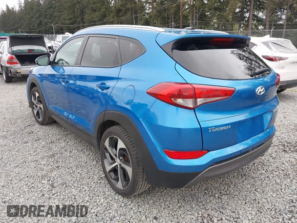 2016 Hyundai Tucson Eco with VIN KM8J3CA24GU037886, listed as a IAAI auction lot 42128589 with 95,891 mi miles. Bid and sale history available at carsss.com. Image 3.