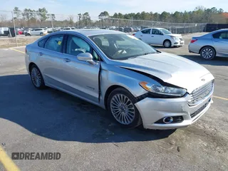 2014 Ford Fusion Titanium Hybrid with VIN 3FA6P0RU7ER210426, listed as a IAAI auction lot 41827859 with 109,102 mi miles. Bid and sale history available at carsss.com. Image 1.