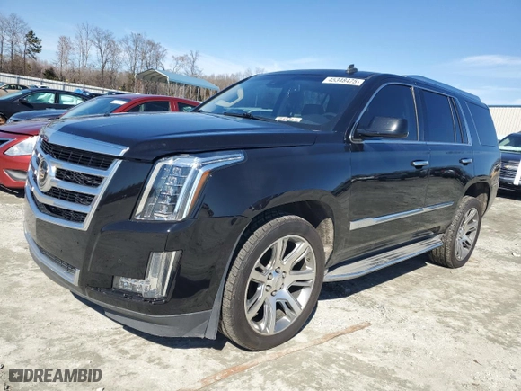 2015 Cadillac Escalade Luxury with VIN 1GYS4BKJ8FR235856, listed as a Copart auction lot 45348475 with 126,602 mi miles and Salvage Title. Bid and sale history available at carsss.com. Image 1.