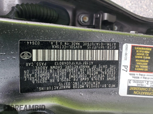 2015 Toyota Camry XLE z VIN 4T1BF1FK1FU048013, wystawiony jako Copart lot #57527325 z przebiegiem 200 428 mil mil oraz Szkoda całkowita • Salvage title. Historia ofert i sprzedaży dostępna na DreamBid. Obrazek 13.
