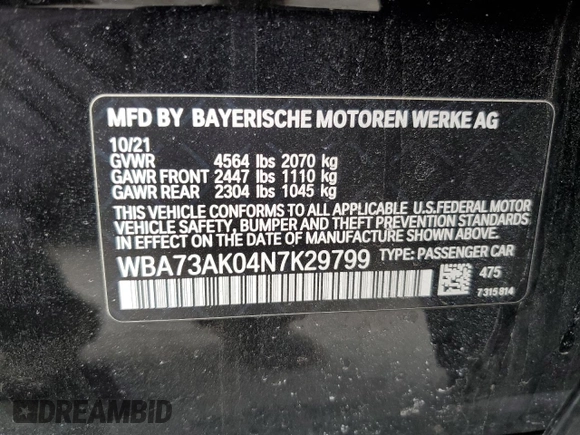 2022 BMW 2 Series 228i xDrive z VIN WBA73AK04N7K29799, wystawiony jako Copart lot #47778005 z przebiegiem 39 685 mil mil oraz Szkoda całkowita • Salvage title. Historia ofert i sprzedaży dostępna na DreamBid. Obrazek 12.