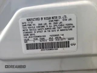 2022 Infiniti Q50 Sensory with VIN JN1EV7CR6NM341660, listed as a Copart auction lot 59622755 with 32,466 mi miles and Salvage title. Bid and sale history available at DreamBid. Image 13.