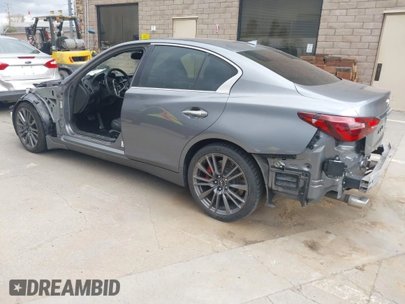 2019 Infiniti Q50 RED SPORT 400 with VIN JN1FV7AP4KM760849, listed as a IAAI auction lot 41774280 with 81,640 mi miles. Bid and sale history available at carsss.com. Image 3.