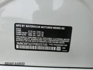 2023 BMW 3 Series 330e xDrive with VIN 3MW39FS07P8D25745, listed as a Copart auction lot 71863424 with 8,304 mi miles and Salvage Title. Bid and sale history available at carsss.com. Image 14.