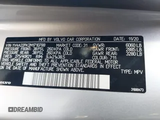 2021 Volvo XC90 Momentum with VIN YV4A22PK2M1710788, listed as a IAAI auction lot 41587754 with 41,439 mi miles and . Bid and sale history available at DreamBid. Image 9.