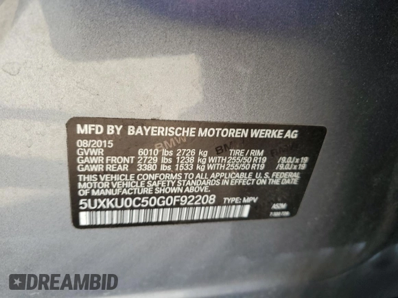 2016 BMW X6 sDrive35i with VIN 5UXKU0C50G0F92208, listed as a Copart auction lot 84896154 with 130,730 mi miles and Salvage Title. Bid and sale history available at carsss.com. Image 13.