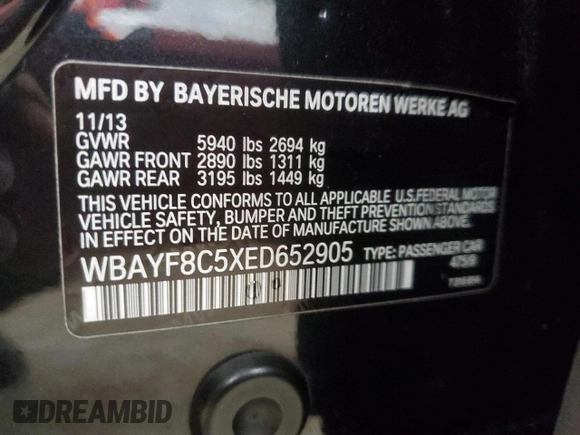 2014 BMW 7 Series ALPINA B7 xDrive with VIN WBAYF8C5XED652905, listed as a Copart auction lot 47266495 with 168,425 mi miles and Clean Title. Bid and sale history available at DreamBid. Image 12.