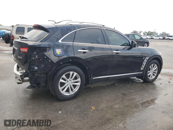 2014 Infiniti QX70 with VIN JN8CS1MU9EM450664, listed as a Copart auction lot 50768775 with 121,566 mi miles and Salvage Title. Bid and sale history available at DreamBid. Image 3.