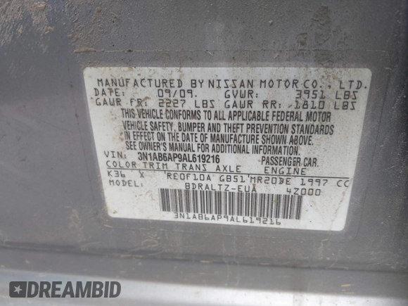 2010 Nissan Sentra S with VIN 3N1AB6AP9AL619216, listed as a IAAI auction lot 42607274 with 111,369 mi miles and . Bid and sale history available at DreamBid. Image 9.
