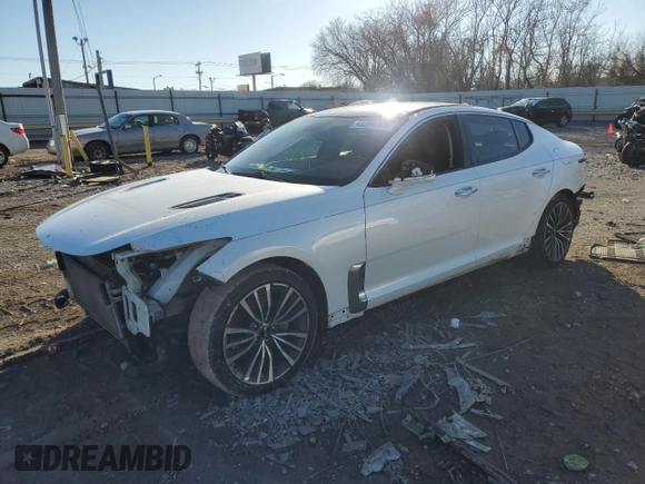 2018 Kia Stinger Premium with VIN KNAE25LA1J6012588, listed as a Copart auction lot 43394965 with 103,070 mi miles and Salvage Title. Bid and sale history available at carsss.com. Image 1.