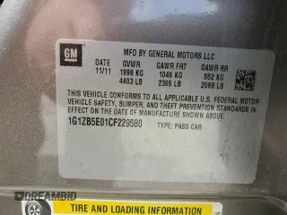 2012 Chevrolet Malibu 1LS with VIN 1G1ZB5E01CF229580, listed as a Copart auction lot 56481615 with 133,708 mi miles and Clean Title. Bid and sale history available at DreamBid. Image 13.