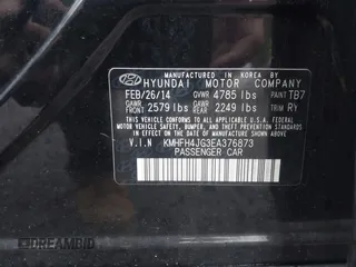 2014 Hyundai Azera Limited with VIN KMHFH4JG3EA376873, listed as a IAAI auction lot 41530698 with 94,263 mi miles and . Bid and sale history available at DreamBid. Image 9.