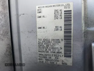 2012 Nissan Altima 2.5 S with VIN 1N4AL2AP7CC230257, listed as a IAAI auction lot 39940478 with 191,040 mi miles. Bid and sale history available at carsss.com. Image 9.