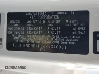 2024 Kia Carnival LX with VIN KNDNB4H38R6340061, listed as a Copart auction lot 71289804 with 6,145 mi miles and Salvage Title. Bid and sale history available at carsss.com. Image 14.