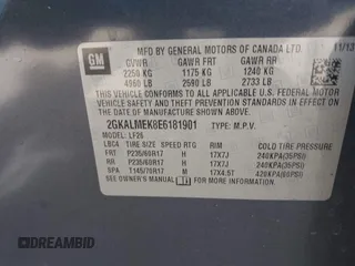 2014 GMC Terrain SLE z VIN 2GKALMEK8E6181901, wystawiony jako IAAI lot #42349925 z przebiegiem 158 822 mil mil oraz . Historia ofert i sprzedaży dostępna na DreamBid. Obrazek 9.