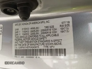 2019 Honda CR-V EX with VIN 5J6RW1H57KA043415, listed as a IAAI auction lot 41970188 with 27,363 mi miles. Bid and sale history available at carsss.com. Image 9.