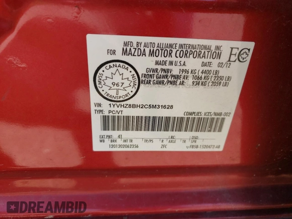 2012 Mazda 6 i Sport с VIN 1YVHZ8BH2C5M31628, выставлен на аукционе Copart как лот 63656205 с пробегом 217 045 миль миль и Чистый • Clean title. История ставок и продаж доступна на DreamBid. Изображение 13.