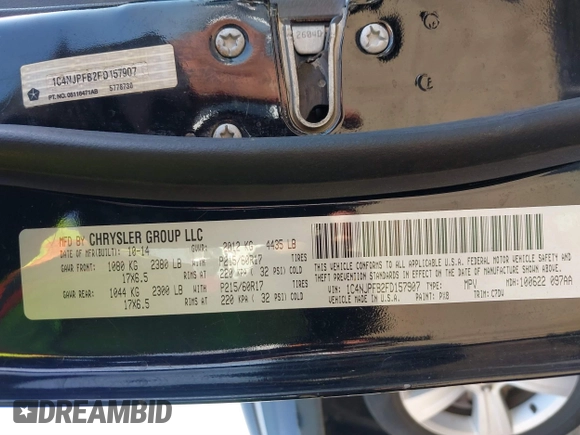 2015 Jeep Patriot Latitude with VIN 1C4NJPFB2FD157907, listed as a IAAI auction lot 41767591 with 111,738 mi miles and . Bid and sale history available at DreamBid. Image 9.