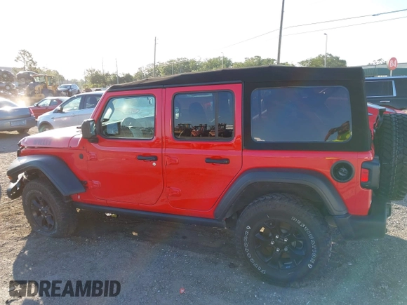 2022 Jeep Wrangler Unlimited Willys with VIN 1C4HJXDN3NW129708, listed as a IAAI auction lot 42025893 with 14,548 mi miles and . Bid and sale history available at DreamBid. Image 14.