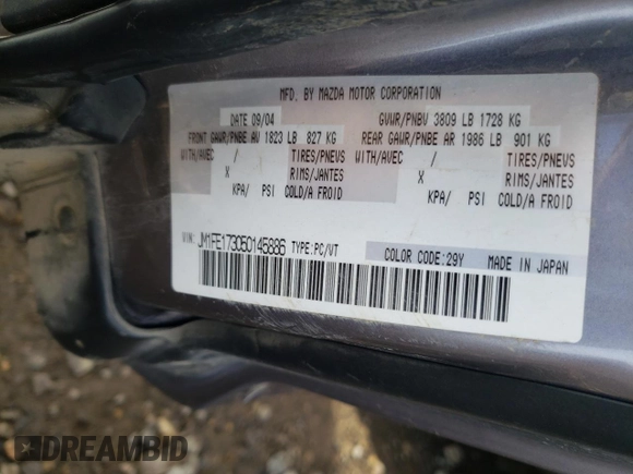 2005 Mazda RX-8 with VIN JM1FE173050145886, listed as a Copart auction lot 71110404 with 66,894 mi miles and Salvage Title. Bid and sale history available at carsss.com. Image 12.