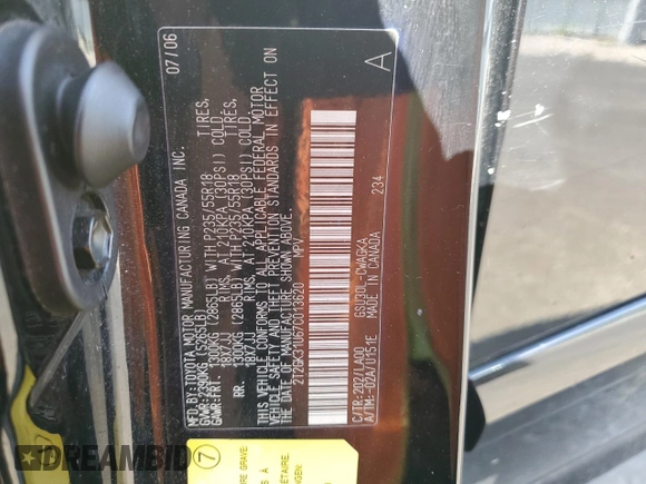 2007 Lexus RX 350 z VIN 2T2GK31U67C013620, wystawiony jako Copart lot #53469665 z przebiegiem 192 875 mil mil oraz Szkoda całkowita • Salvage title. Historia ofert i sprzedaży dostępna na DreamBid. Obrazek 13.