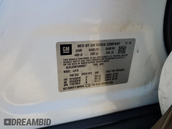 2020 Buick Encore Essence z VIN KL4CJGSB7LB069627, wystawiony jako Copart lot #85855744 z przebiegiem 116 304 mil mil oraz Szkody całkowita. Historia ofert i sprzedaży dostępna na DreamBid. Obrazek 15.