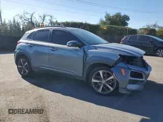 2021 Hyundai Kona Ultimate with VIN KM8K53A52MU679799, listed as a Copart auction lot 46955995 with 0 mi miles and Salvage Title. Bid and sale history available at carsss.com. Image 4.