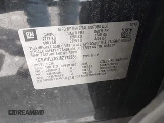 2017 GMC Acadia SLE with VIN 1GKKNLLA2HZ173286, listed as a IAAI auction lot 41785842 with Not Provided miles and . Bid and sale history available at DreamBid. Image 9.