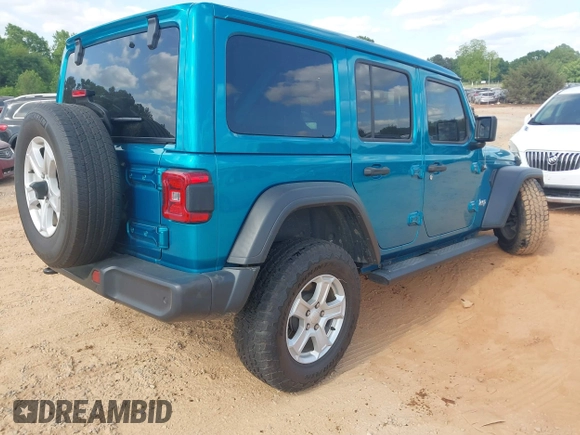 2020 Jeep Wrangler Unlimited Sport z VIN 1C4HJXDG4LW331133, wystawiony jako IAAI lot #42154246 z przebiegiem 87 668 mil mil oraz . Historia ofert i sprzedaży dostępna na DreamBid. Obrazek 4.