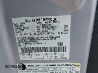 2012 Ford F-150 XL with VIN 1FTFW1CT2CKD51232, listed as a IAAI auction lot 41497343 with 300,216 mi miles. Bid and sale history available at carsss.com. Image 9.