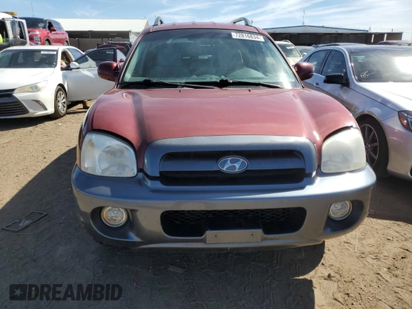 2005 Hyundai Santa Fe GLS with VIN KM8SC73D95U920289, listed as a Copart auction lot 72816834 with 120,879 mi miles and Salvage Title. Bid and sale history available at carsss.com. Image 5.
