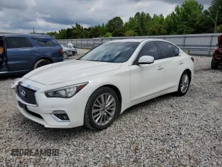 2021 Infiniti Q50 Luxe with VIN JN1EV7BR5MM753035, listed as a Copart auction lot 58970045 with 62,927 mi miles and Salvage title. Bid and sale history available at DreamBid. Image 1.