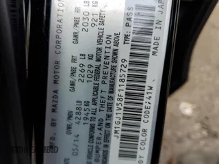 2015 Mazda 6 i Touring with VIN JM1GJ1V58F1185729, listed as a Copart auction lot 43394735 with 101,167 mi miles and Salvage Title. Bid and sale history available at DreamBid. Image 12.