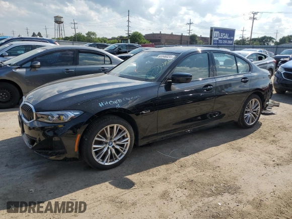 2023 BMW 3 Series 330e xDrive with VIN 3MW39FS04P8C97953, listed as a Copart auction lot 63346024 with Not Provided miles and Clean Title. Bid and sale history available at carsss.com. Image 1.