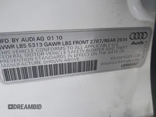 2010 Audi A6 Premium Plus with VIN WAUFGAFB9AN052359, listed as a IAAI auction lot 41861611 with 212,438 mi miles and . Bid and sale history available at DreamBid. Image 9.