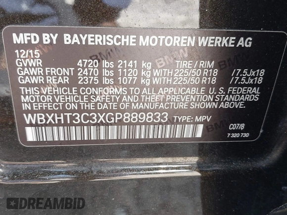 2016 BMW X1 xDrive28i with VIN WBXHT3C3XGP889833, listed as a IAAI auction lot 39118131 with 111,343 mi miles. Bid and sale history available at carsss.com. Image 9.