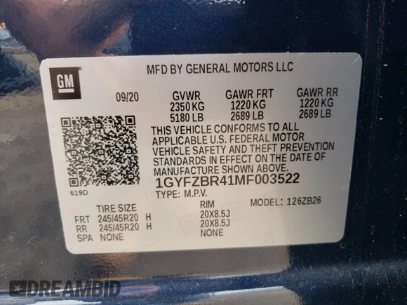 2021 Cadillac XT4 AWD Luxury with VIN 1GYFZBR41MF003522, listed as a Copart auction lot 69144164 with 17,953 mi miles and Salvage Title. Bid and sale history available at carsss.com. Image 16.