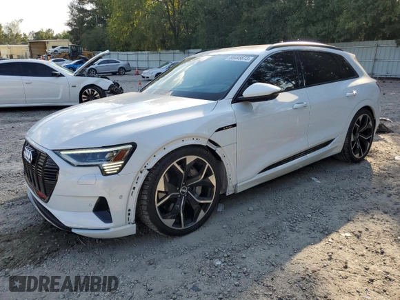 2021 Audi e-tron Prestige with VIN WA1VABGE9MB026522, listed as a Copart auction lot 68485673 with 23,448 mi miles and . Bid and sale history available at DreamBid. Image 1.