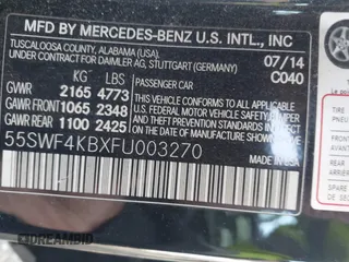 2015 Mercedes-Benz C-Class C 300 Luxury with VIN 55SWF4KBXFU003270, listed as a IAAI auction lot 41775482 with 115,853 mi miles. Bid and sale history available at carsss.com. Image 9.