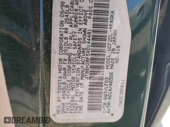 1999 Lexus LS 400 z VIN JT8BH28F5X0144481, wystawiony jako Copart lot #58867255 z przebiegiem 183 002 mil mil oraz Szkoda całkowita • Salvage title. Historia ofert i sprzedaży dostępna na DreamBid. Obrazek 12.