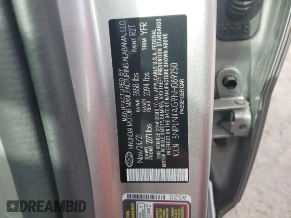 2022 Hyundai Elantra SEL z VIN 5NPLN4AG9NH069250, wystawiony jako Copart lot #44895245 z przebiegiem 55 926 mil mil oraz Szkoda całkowita • Salvage title. Historia ofert i sprzedaży dostępna na DreamBid. Obrazek 13.