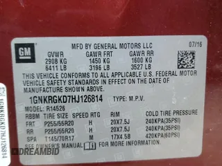 2017 Chevrolet Traverse LT with VIN 1GNKRGKD7HJ126814, listed as a Copart auction lot 47560705 with 101,884 mi miles and Salvage Title. Bid and sale history available at DreamBid. Image 16.